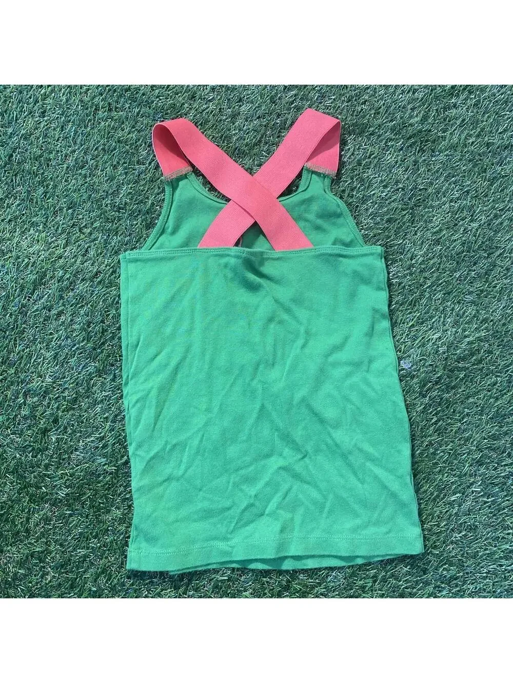 Y2K 2011 Gymboree Green halter neck top with pink flamingo design